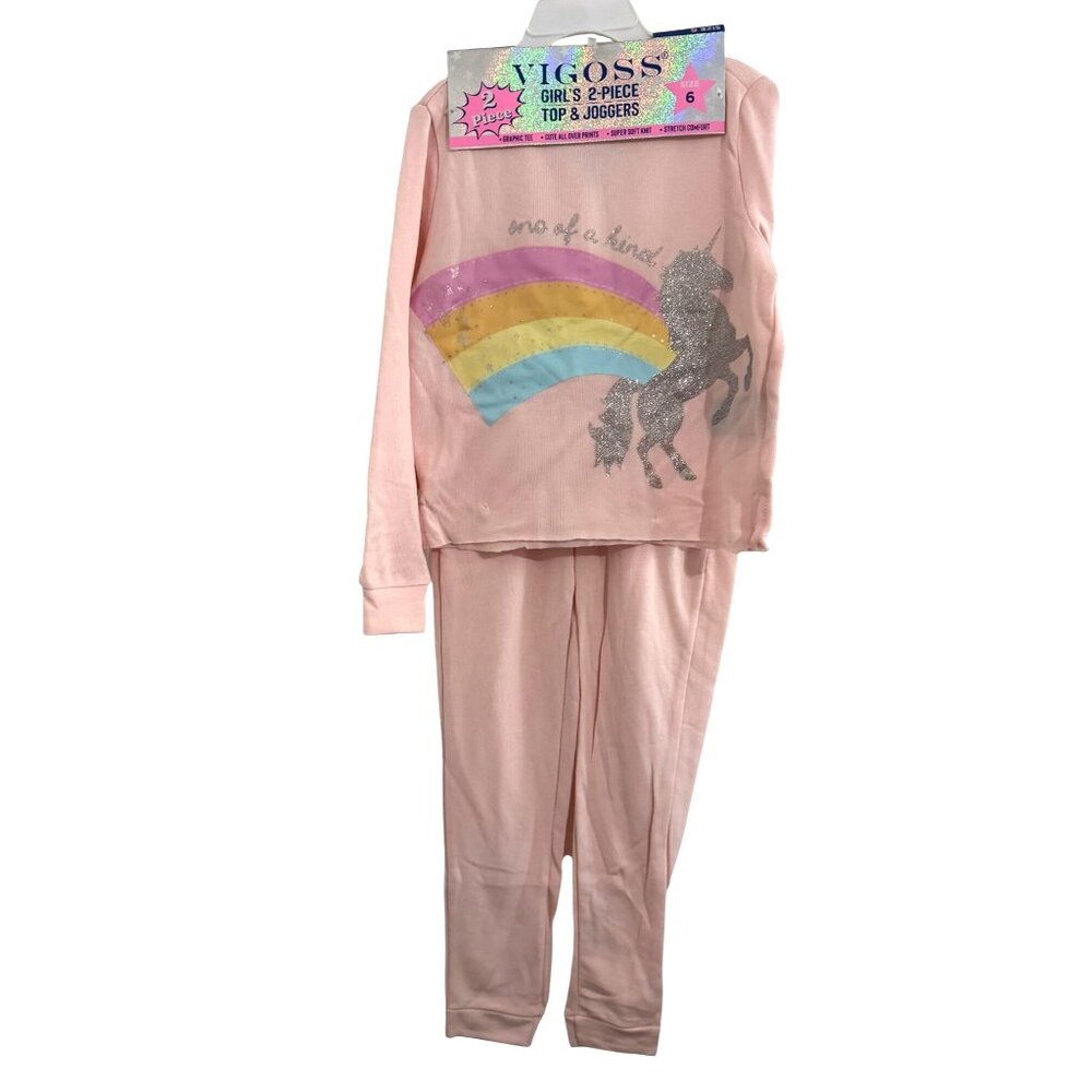 Vigoss Girls 2-Piece Top & Joggers Size 6 Unicorn Graphic